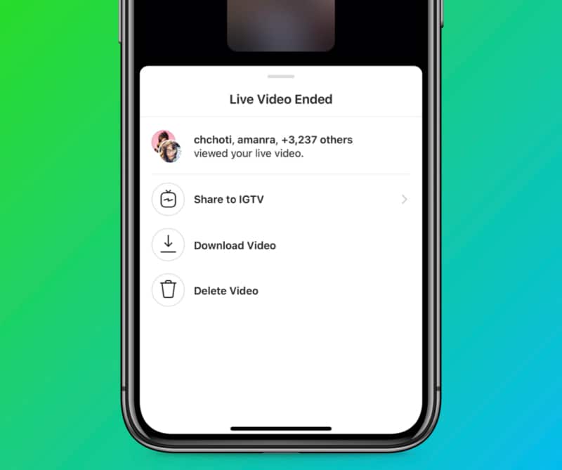 Instagram IGTV live sharing feature