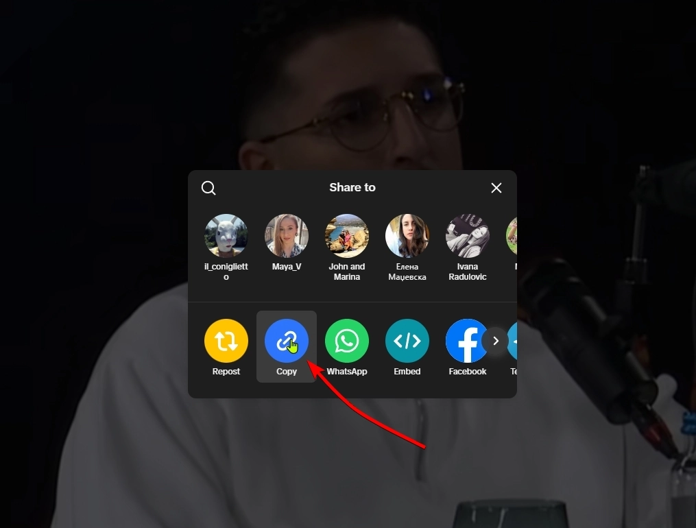 copying tiktok video url