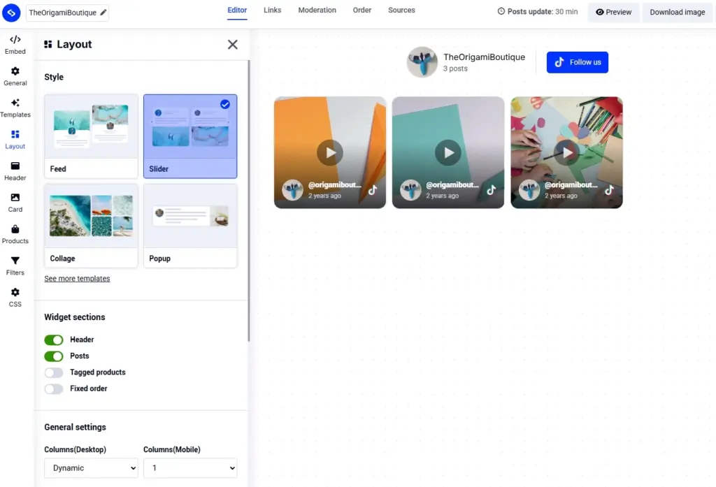 designing your tiktok widget in embedsocial