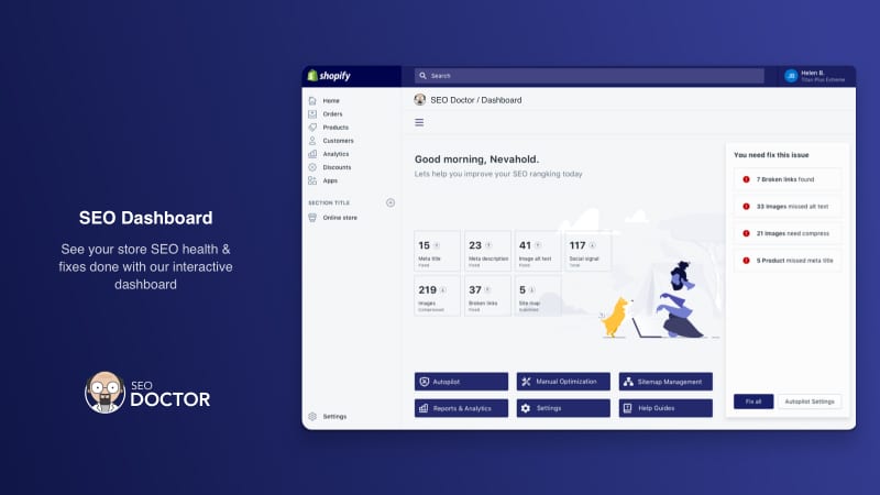 seo doctor dashboard example