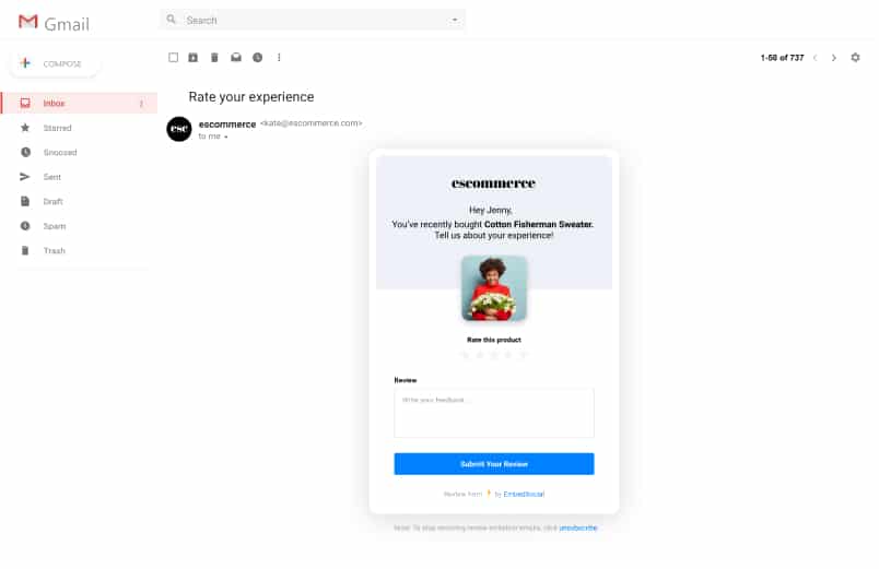 collect reviews in amp email