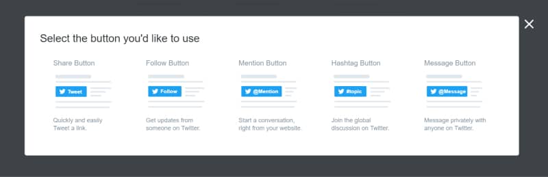 options to display twitter buttons