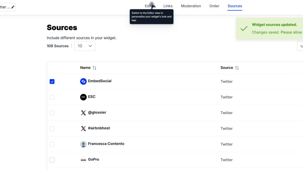 select your twitter social media account