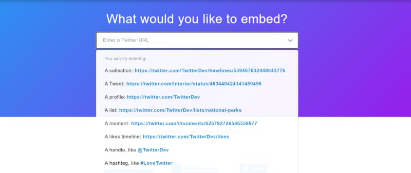 embedded twitter feed on website