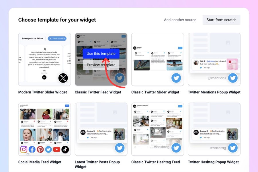 Twitter x widget layouts