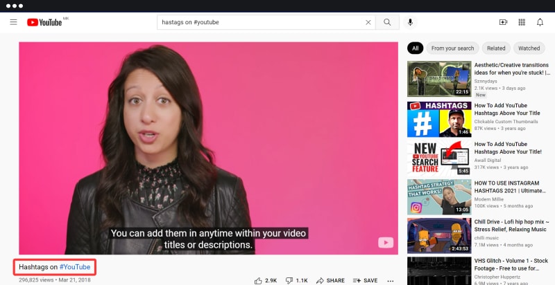 add hashtag in youtube video title