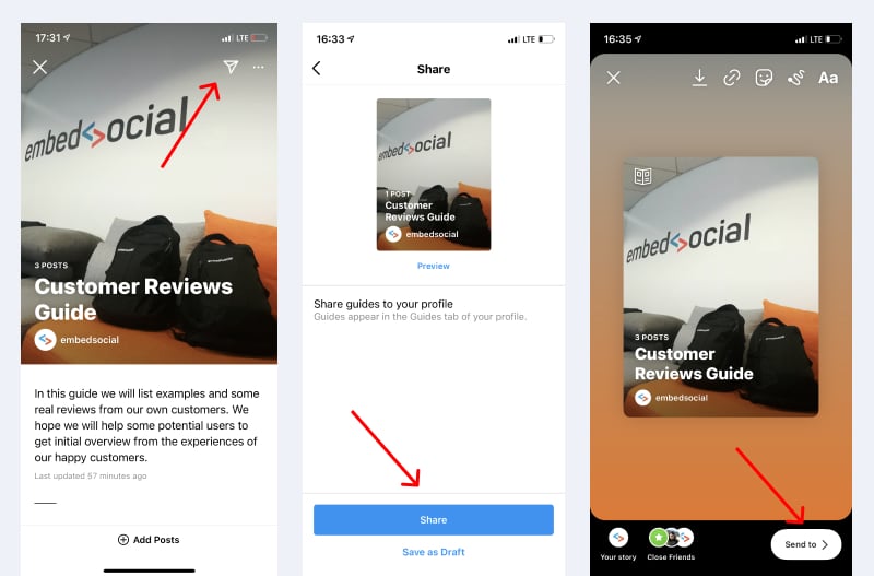 share instagram guides in story