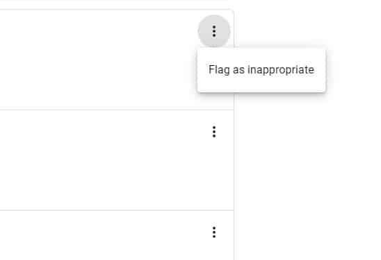 sinalizar como impróprio, revisão do Google