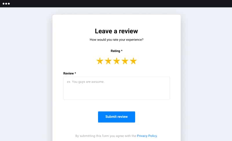 leave a review form