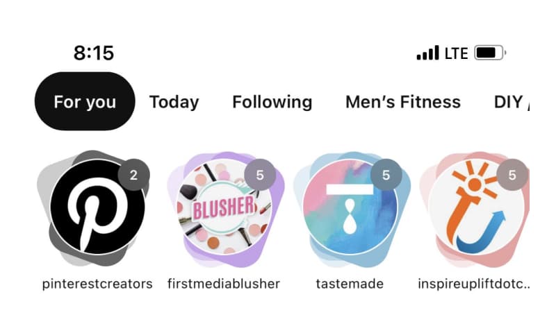 Pinterest new story section