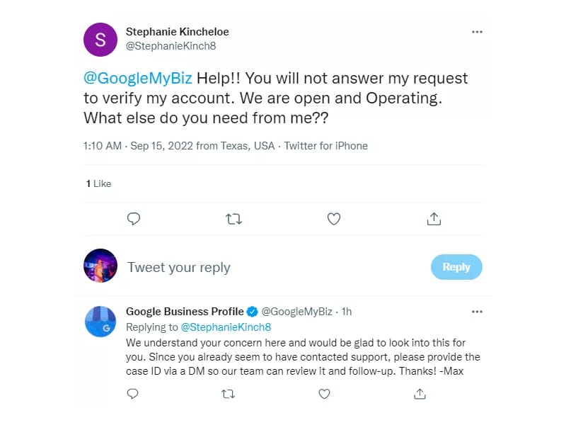 report a  google review to be deleted in a tweet 