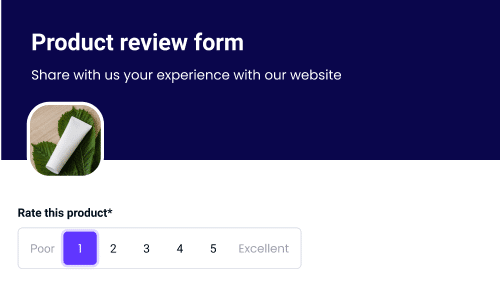 Product Review Form Template - EmbedForms - Forms Builder