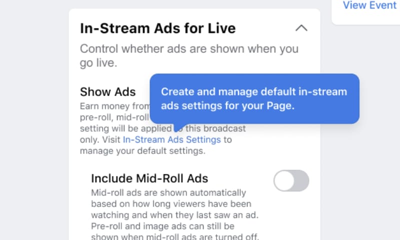 enable facebook in-stream ads