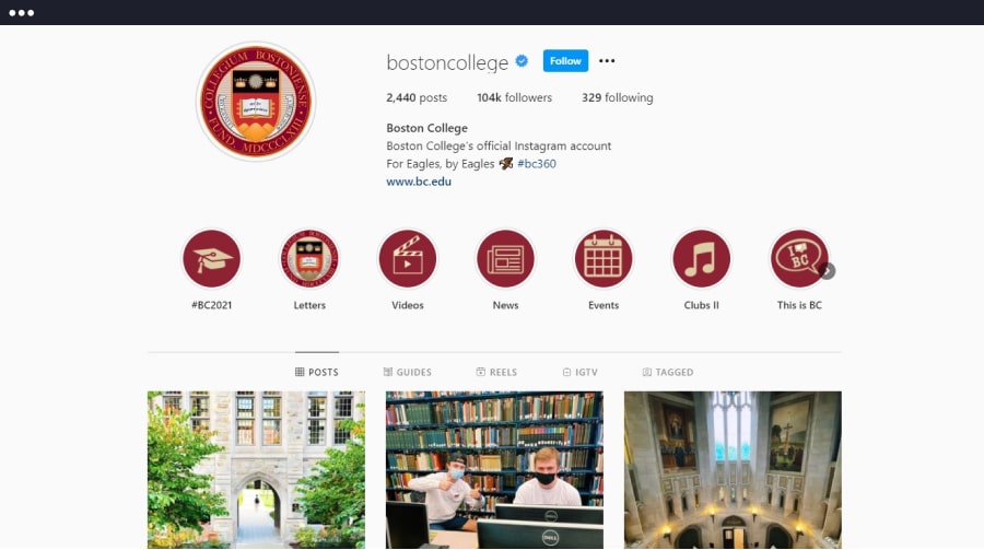 boston college instagram