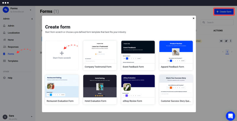 Choose a form template