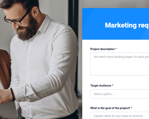 Marketing request form hero image