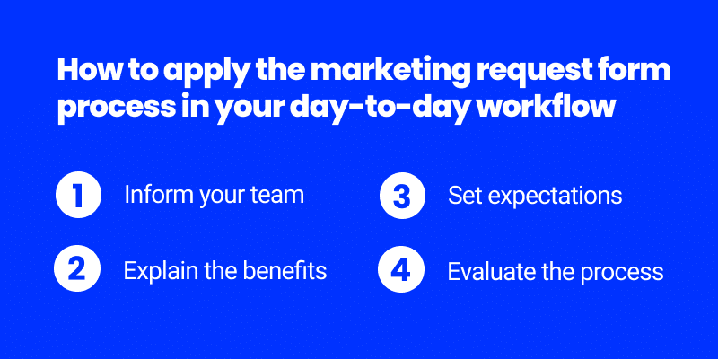 Marketing request form workflow steps