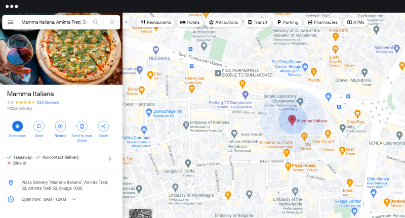 service areas google maps