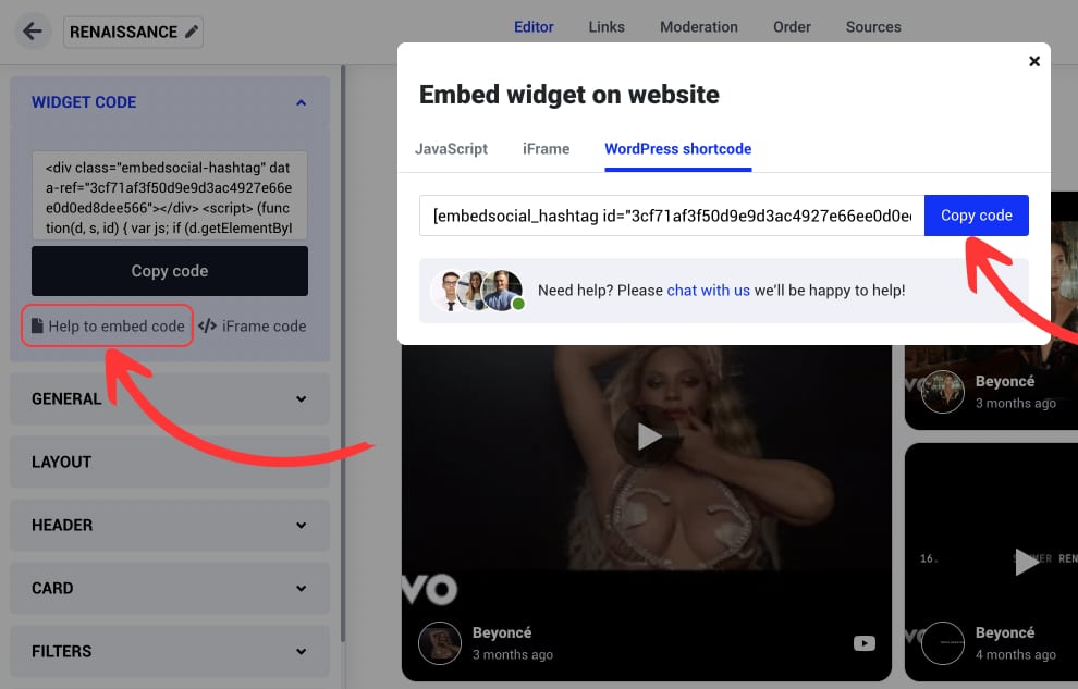 get WordPress shortcode for a YouTube Playlist widget