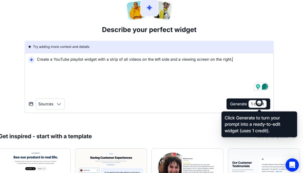 adding an ai widget prompt in embedsocial editor