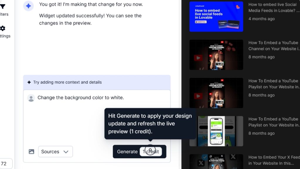 customizing widget layout in embedsocial
