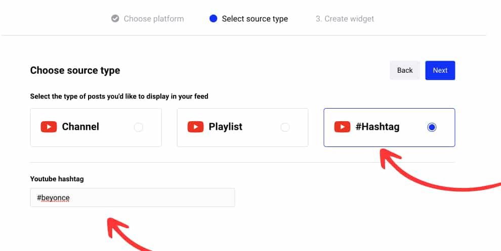 YouTube Hashatg option