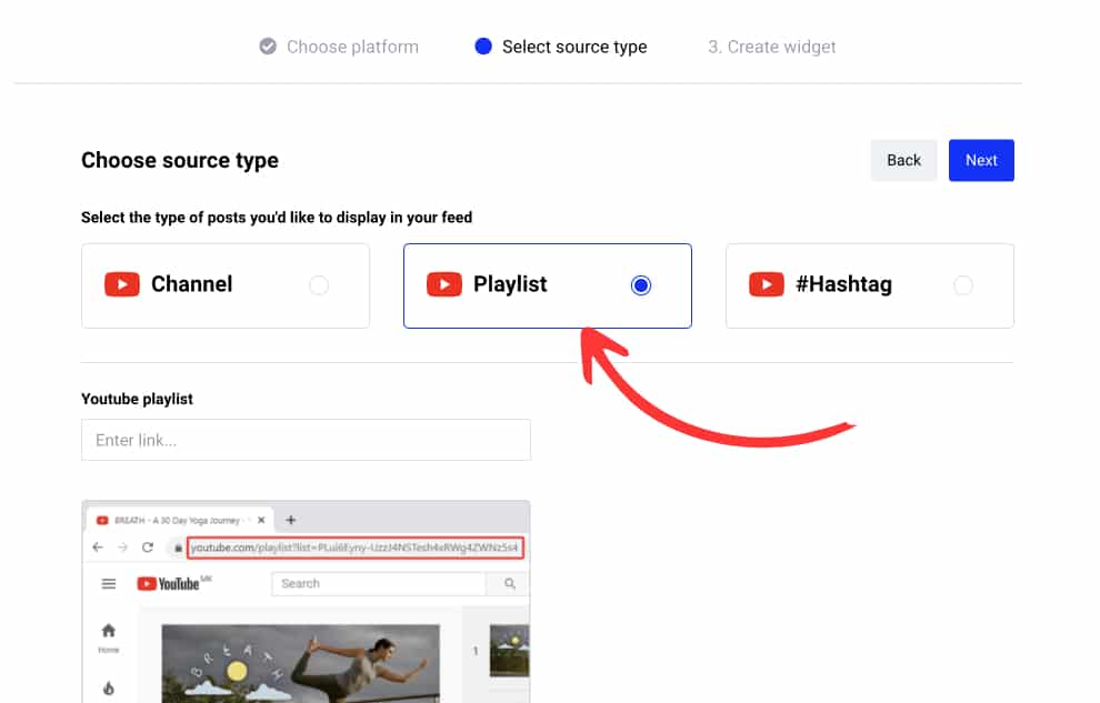 Choose YouTube Playlist option