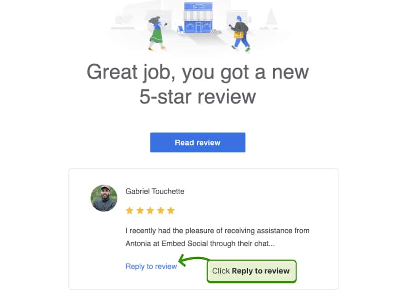 email notification that you got a Google review