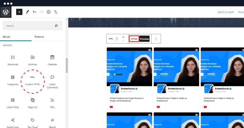 embed youtube code in html