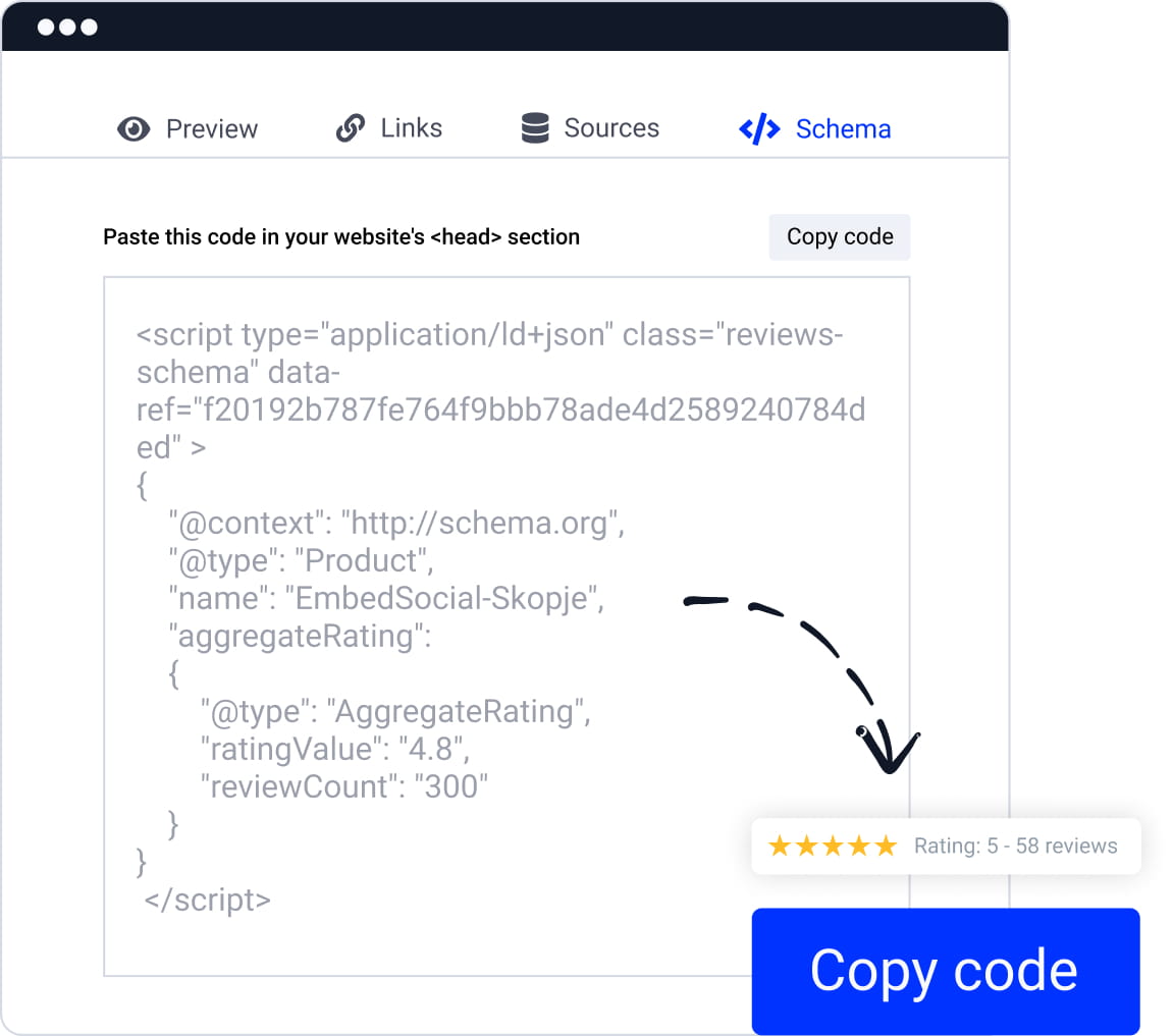 copy google snippet reviews code