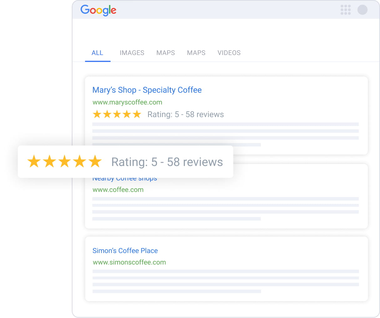 reviews stars in google search