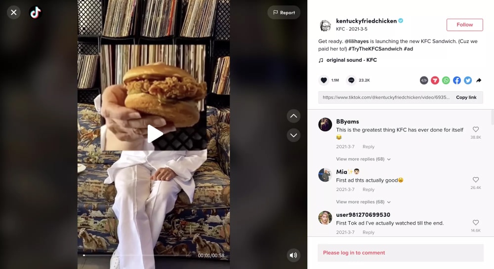 user generated content examples: KFC