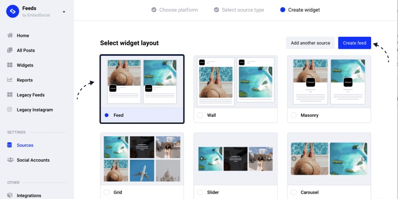 select social media feed template