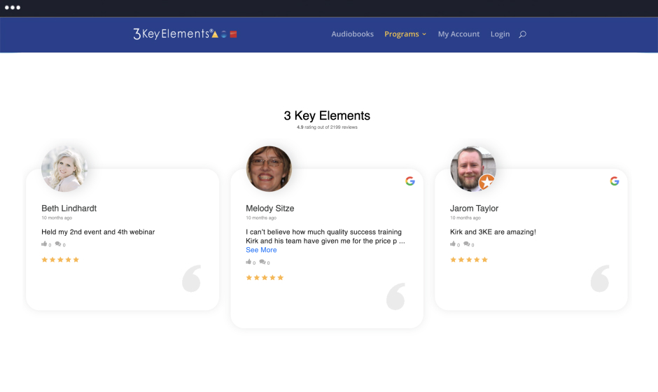 Google and Facebook reviews widget for 3 key elements