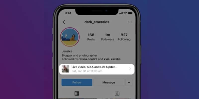 instagram live scheduling on profile