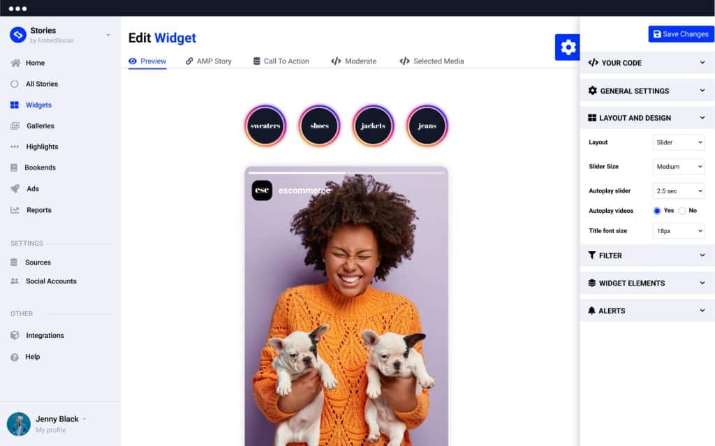 embed instagram stories widget