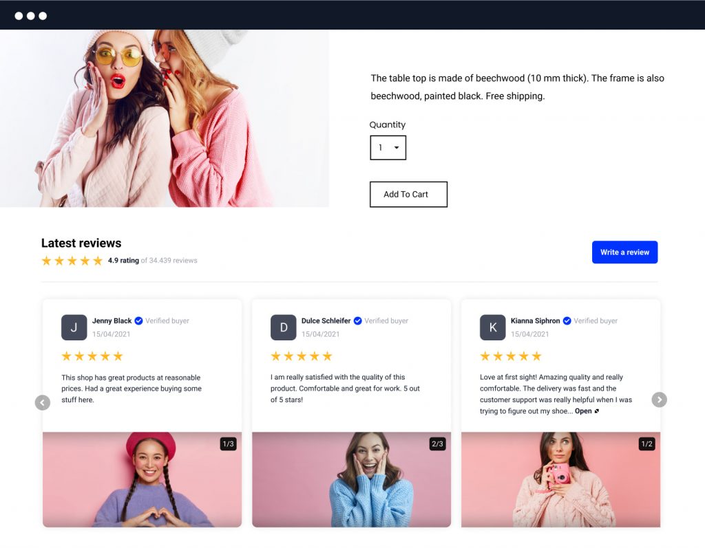 Reviews slider in Shopify