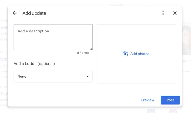 submit Google post new shortcut option