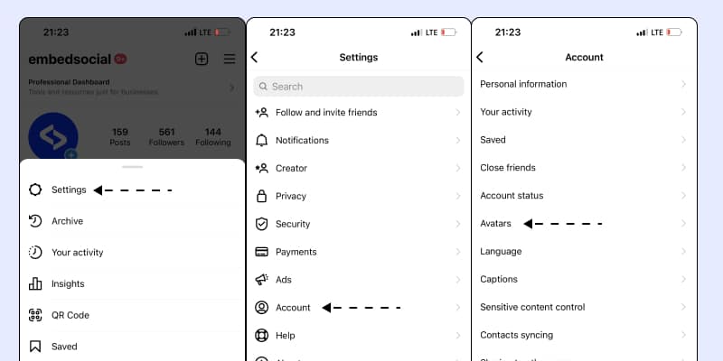 steps to create Instagram avatar