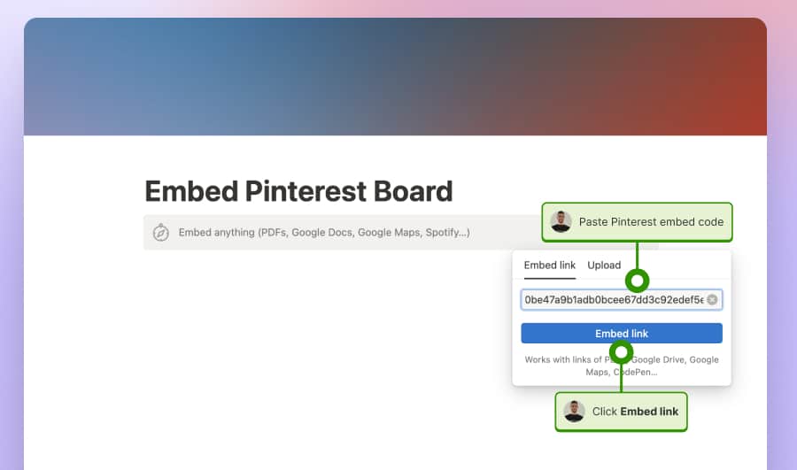 Embed Pinterest board in Notion