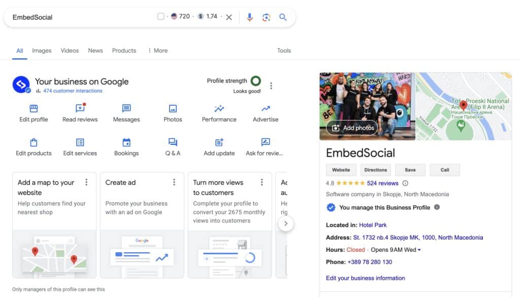 Google business profile example