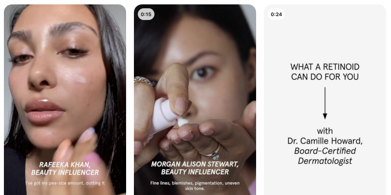 Pinterest user-generated content by Glossier