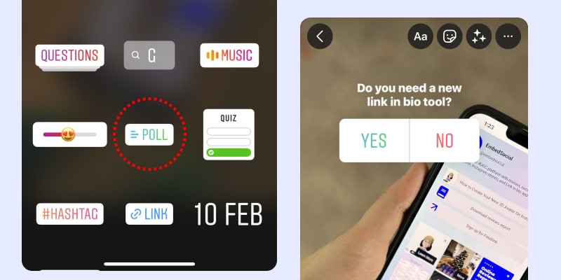 add poll sticker on Instagram story