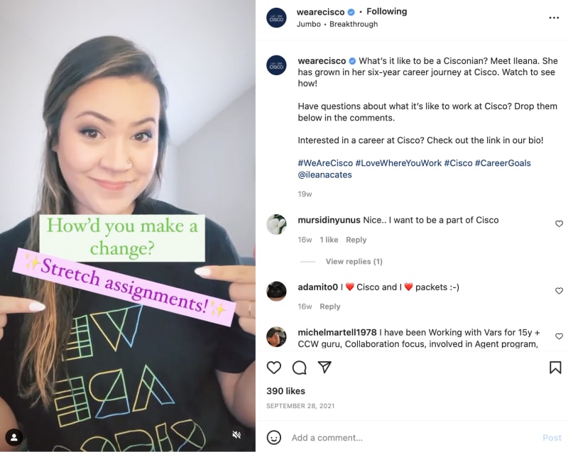 Cisco instagram reels