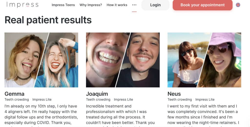 smile2impress before and after example of social proof