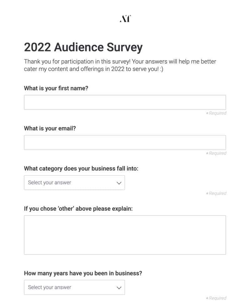 marketing research survey examples