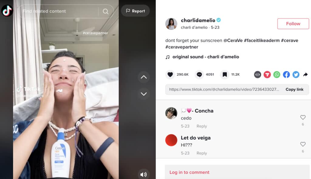 charli damelio tiktok influencer endorsement example