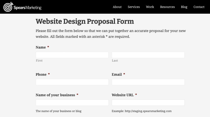 Form to request web design