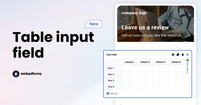 New form fields: Fill in the blank + Table input + File upload ...