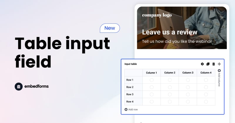 table input form field